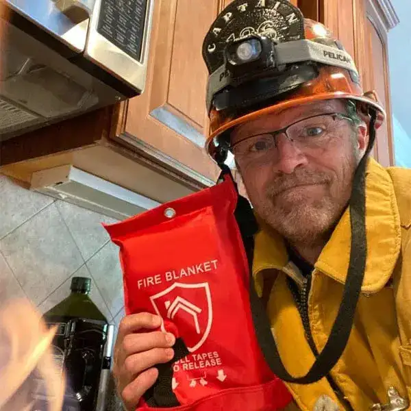 Fire Blanket in use