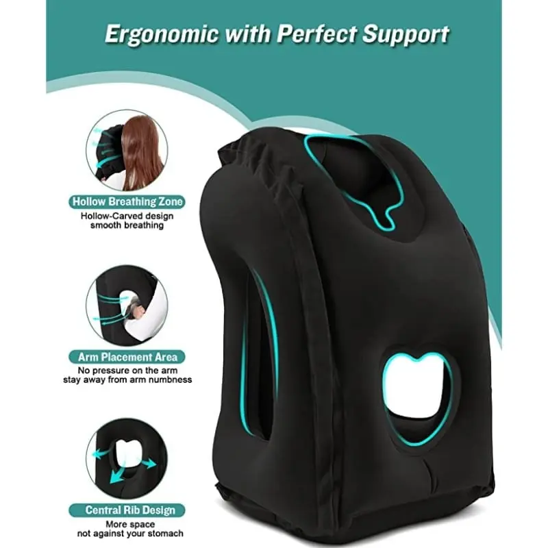 Ergonomic inflatable travel pillow